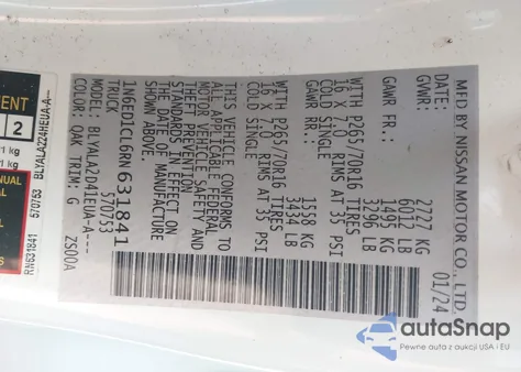 2024 Nissan Frontier King Cab S 4X2 z USA, uszkodzony, nr VIN 1N6ED1CL6RN631841